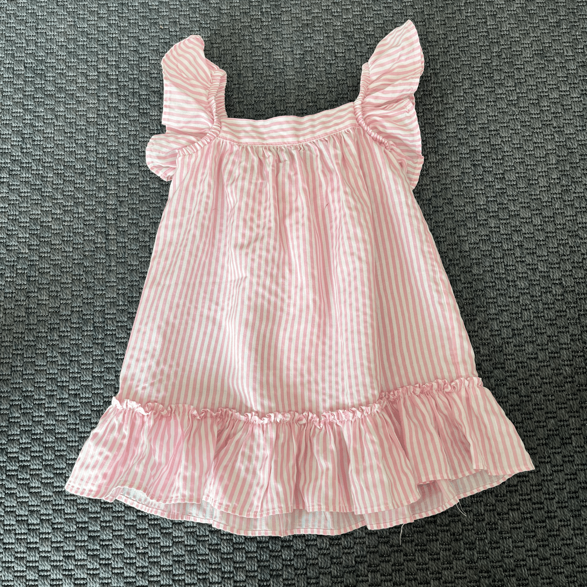 Le Petit Mico Pembe Beyaz çizgili arkası Fiyonklu Elbise 2 3 Yaş