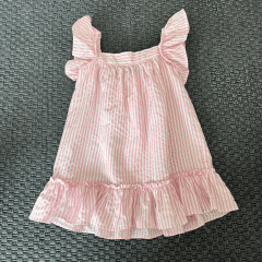 Le Petit Mico Pembe Beyaz çizgili arkası Fiyonklu Elbise 2 3 Yaş