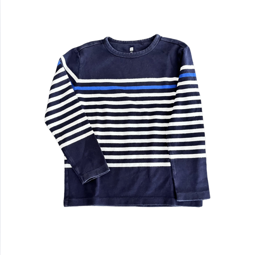 Uniqlo Lacivert çizgili kazak 7 8 yaş