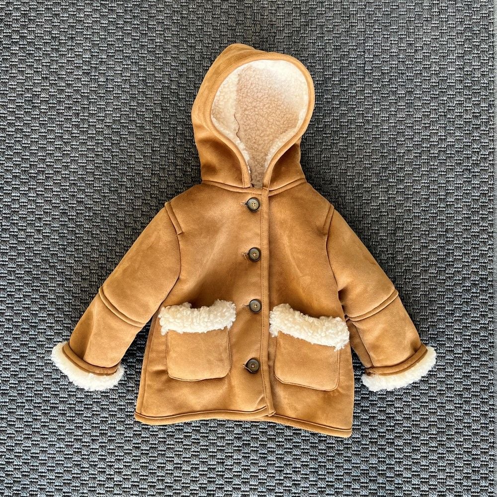 Zara Kürklü Kahverengi Süet Kaban 9 12 ay