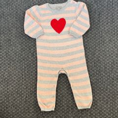 Gap Gri Pembe Kalpli Çizgili Tulum 12 18 ay