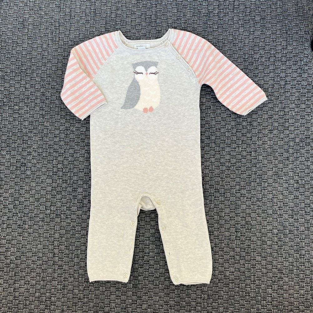 Gap Gri Pembe Baykuşlu Tulum 6 12 ay Yılbaşı