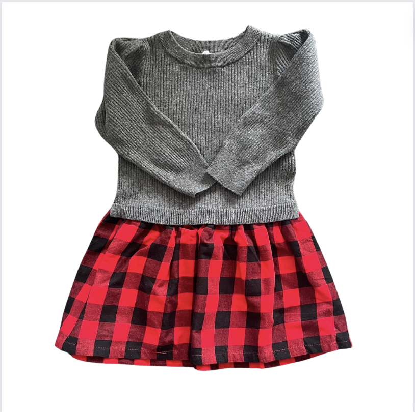 Gap Kırmızı Gri Elbise 3 yaş yılbaşı