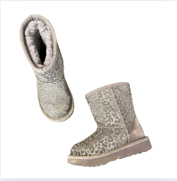 Ugg Gri Leopar Desenli Kürklü Çizmeler 25 numara kayak