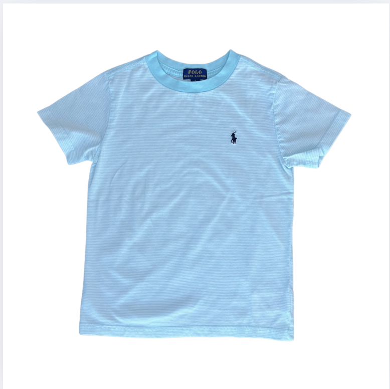 Ralph Lauren Mavi beyaz çizgili t shirt 5 yaş