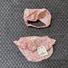 Zara Çiçekli Bikini Mayo Bandana Takımı Etiketli 12-24 ay