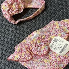 Zara Çiçekli Bikini Mayo Bandana Takımı Etiketli 12-24 ay