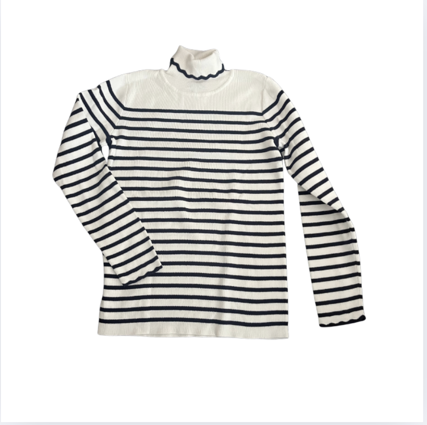 Jacadi Lacivert Beyaz Çizgili Boğazlı Kazak 12 yaş