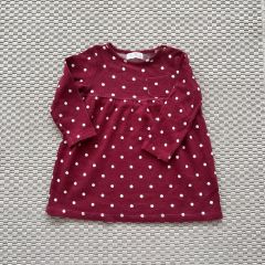 Zara Bordo Beyaz Puantiyeli Elbise 3-4 yaş kırmızı