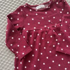 Zara Bordo Beyaz Puantiyeli Elbise 3-4 yaş kırmızı