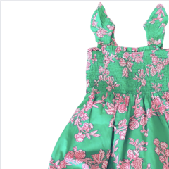 Crew Cuts Yeşil Pembe Çiçekli Elbise 3 yaş