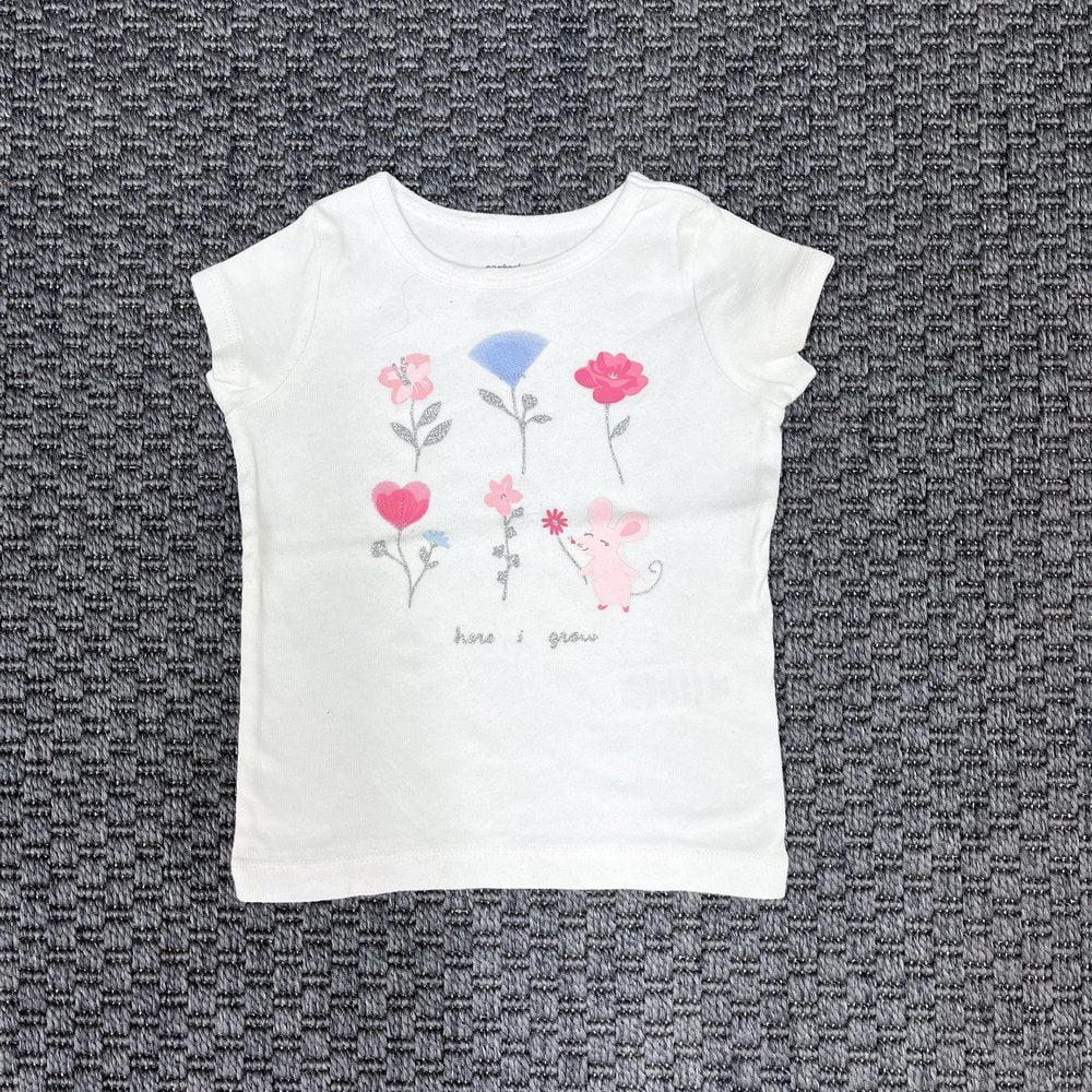 Carters Beyaz Çiçekli Tshirt 12 ay