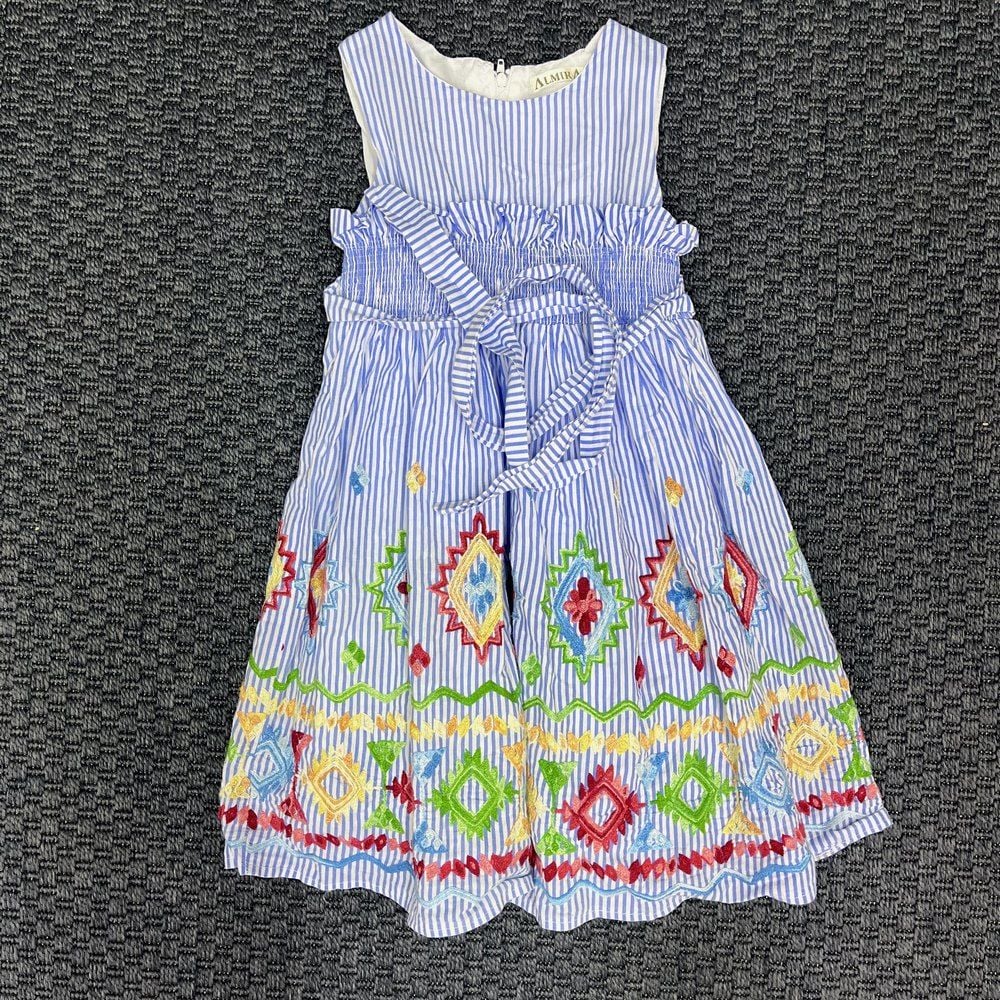 Almira Çizgili Desenli Elbise 5-6 yaş