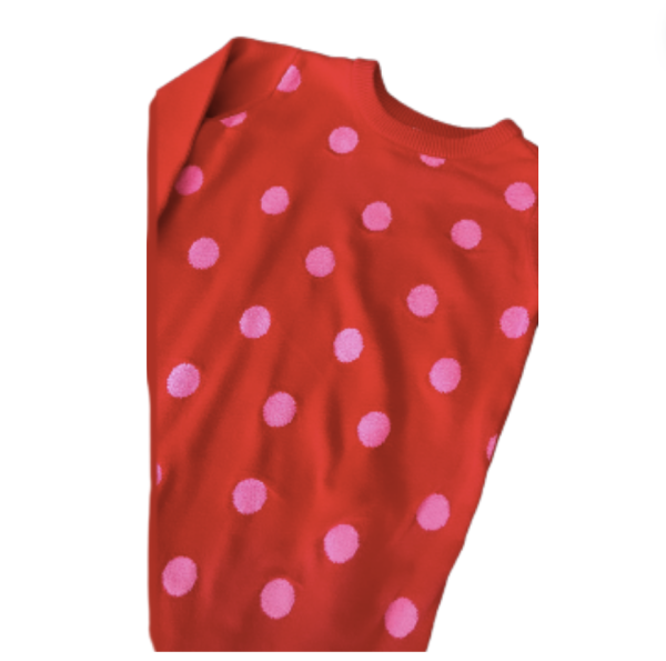 Gap Kırmızı Pembe Puantiyeli Merserize Elbise 4 yaş yılbaşı