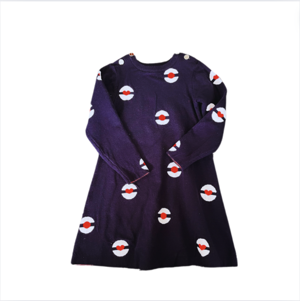 Jacadi Lacivert Kırmız Beyaz Kalpli Elbise 4 yaş 104 cm yılbaşı