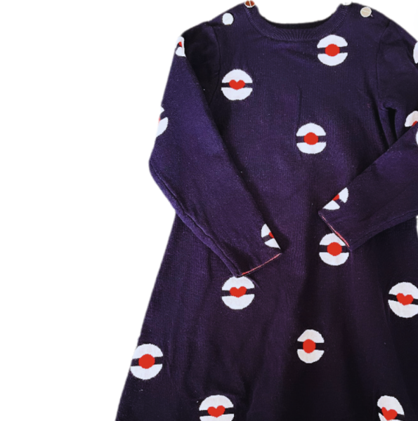 Jacadi Lacivert Kırmız Beyaz Kalpli Elbise 4 yaş 104 cm yılbaşı