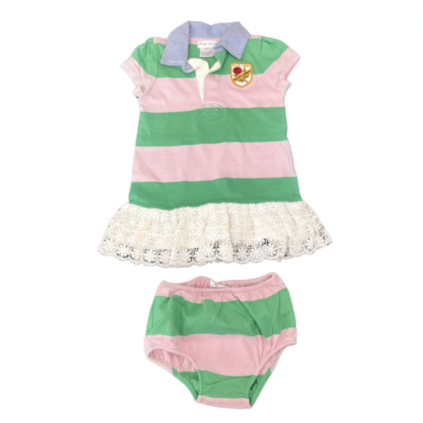 Ralph Lauren Pembe yeşil Elbise 12 Ay