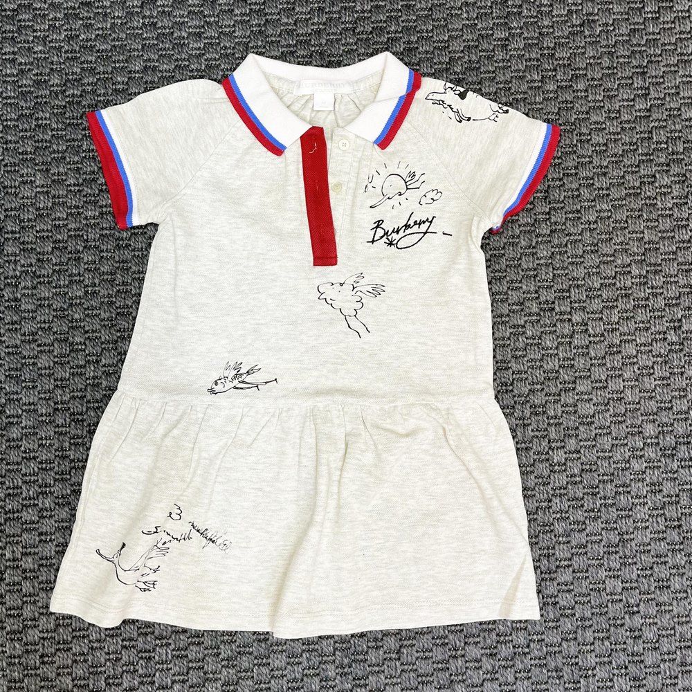 Burberry Gri Kırmızı Yazılı Elbise 2 yaş