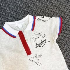 Burberry Gri Kırmızı Yazılı Elbise 2 yaş