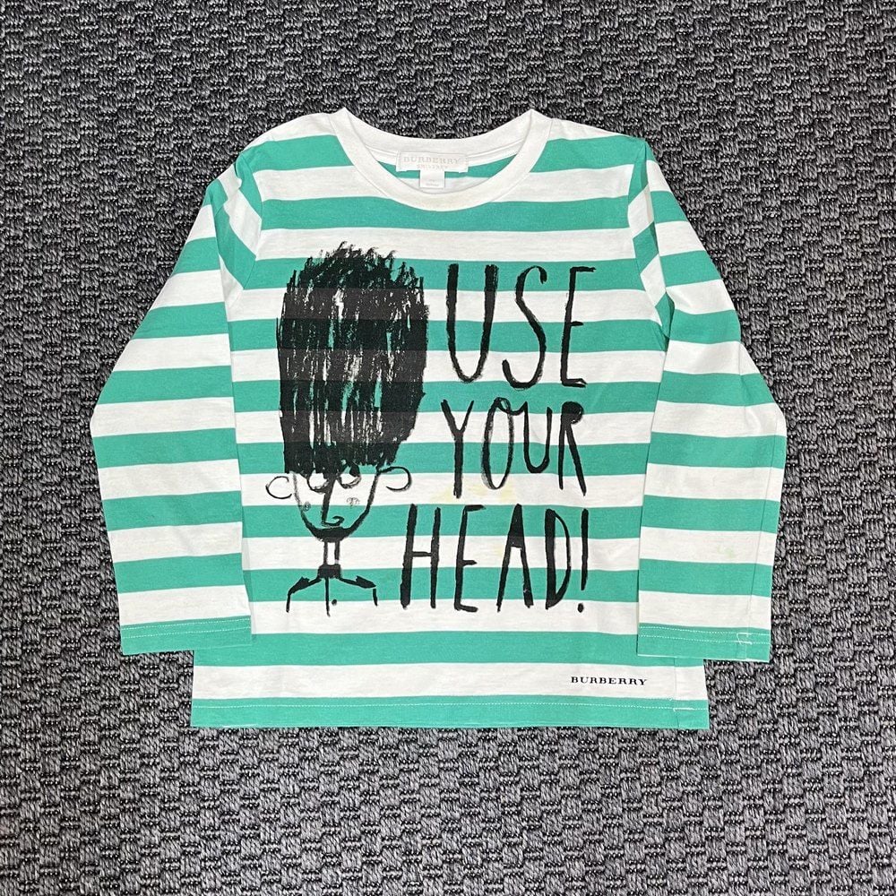 Burberry Yeşil Beyaz Çizgili tshirt 4 yaş