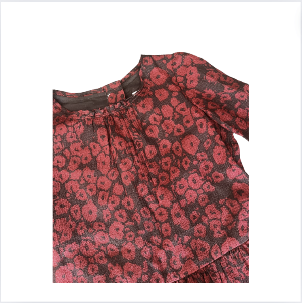 Burberry Bordo Siyah Çiçekli Elbise 4 yaş kırmızı yılbaşı