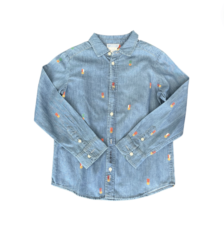 Jacadi Desenli Yumuşacık Denim Gömlek 8 yaş