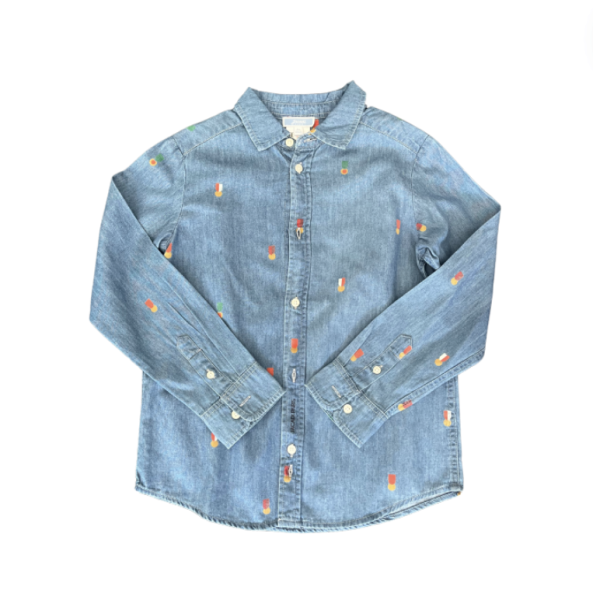 Jacadi Desenli Yumuşacık Denim Gömlek 8 yaş