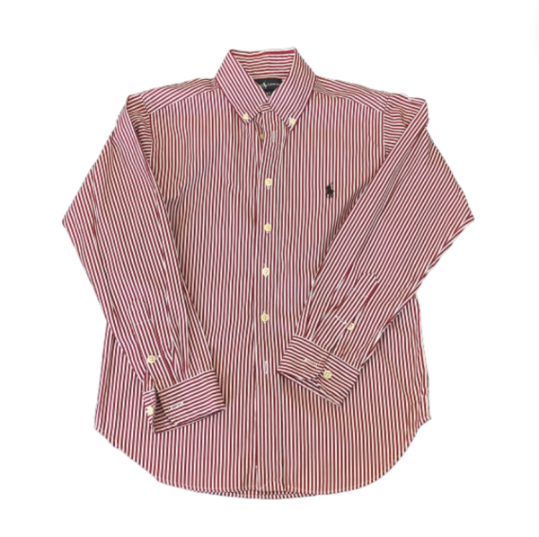 Ralph Lauren Bordo Çizgili Gömlek 8 10 yaş kırmızı