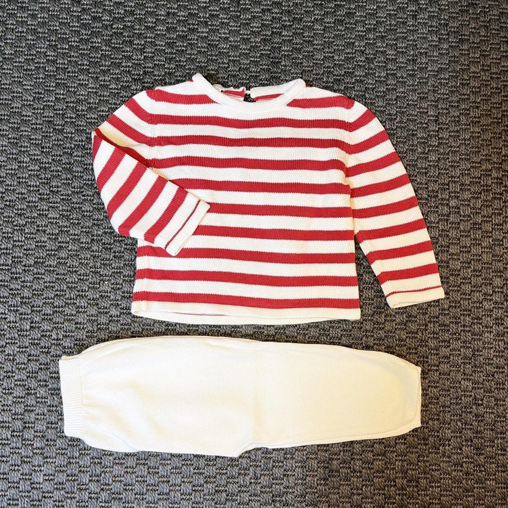 Pinolini Kırmızı Beyaz Çizgili Takım 9-12 ay yılbaşı
