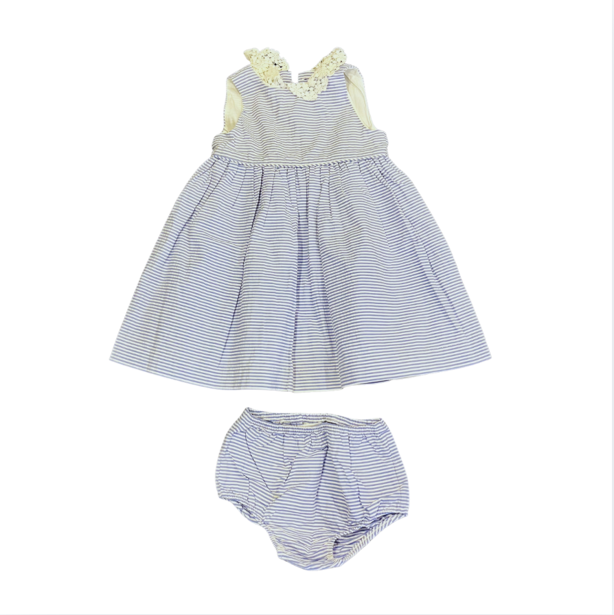 Ralph Lauren Mavi Beyaz Çizgili Elbise 18 ay