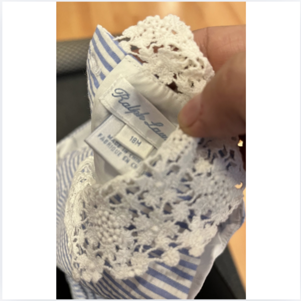 Ralph Lauren Mavi Beyaz Çizgili Elbise 18 ay