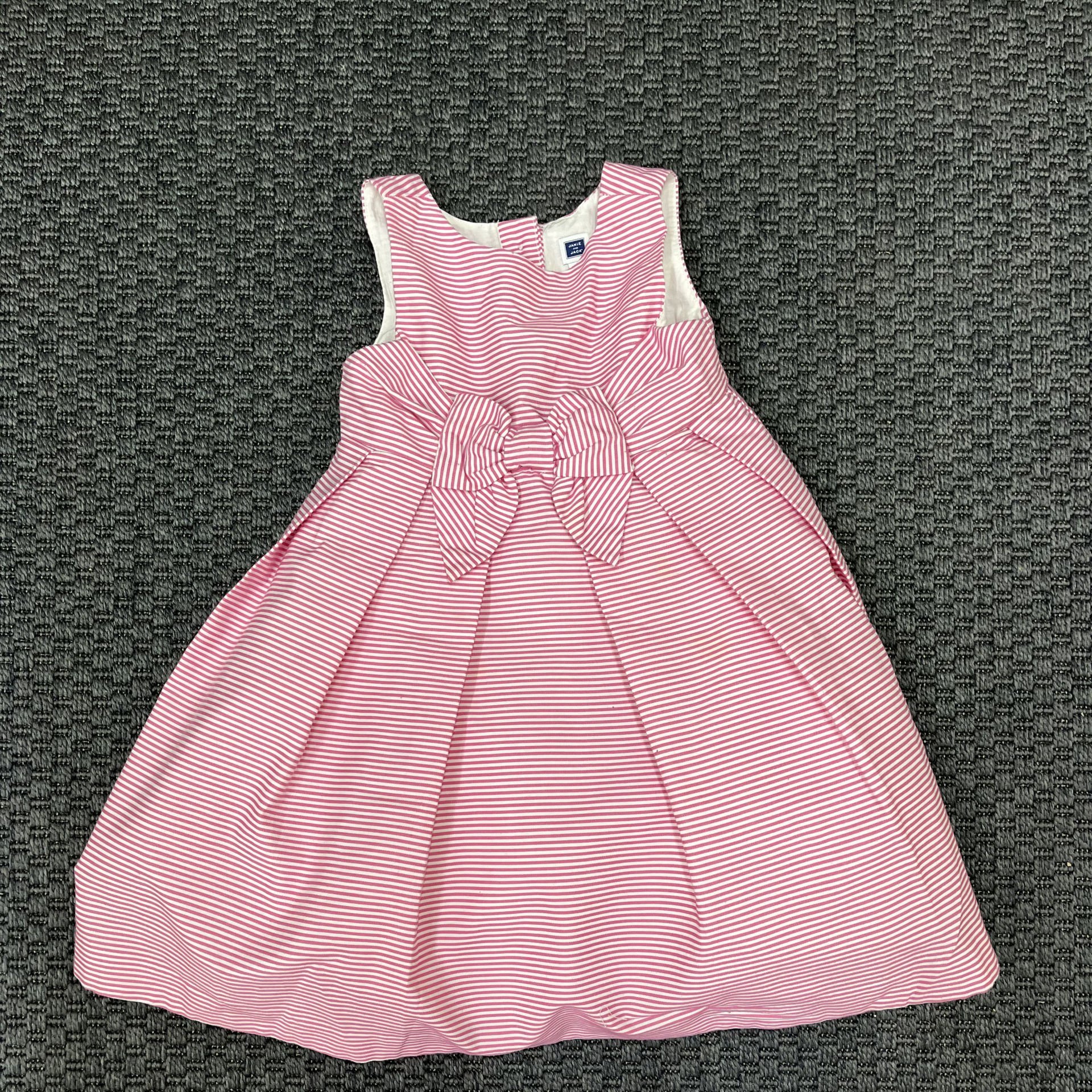 Jannie and Jack Pembe Beyaz Çizgili Fiyonklu Elbise 2 yaş