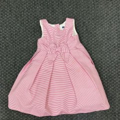 Jannie and Jack Pembe Beyaz Çizgili Fiyonklu Elbise 2 yaş