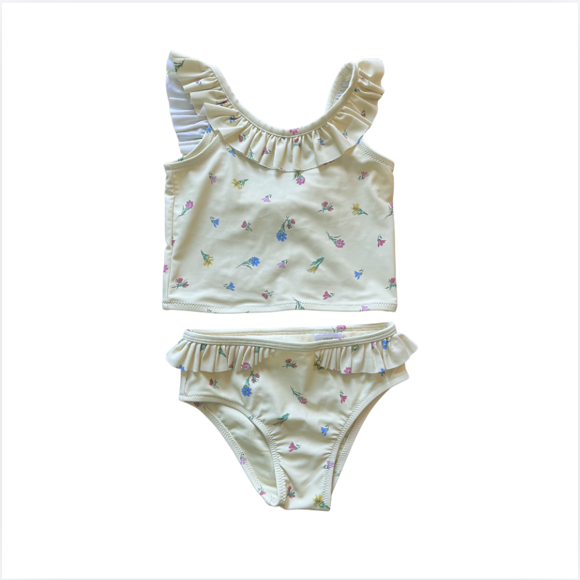 Gap Sarı Üstü Çiçekli Bikini / mayo 4 yaş hiç kullanılmamış