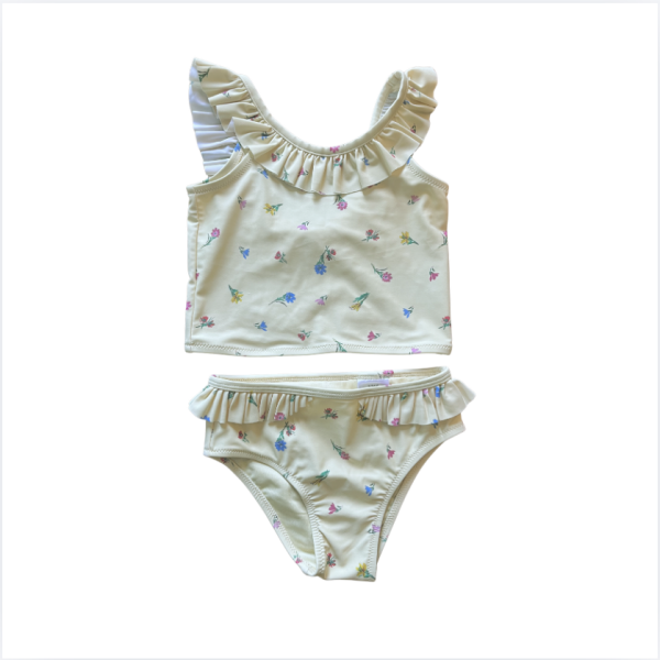Gap Sarı Üstü Çiçekli Bikini / mayo 4 yaş hiç kullanılmamış