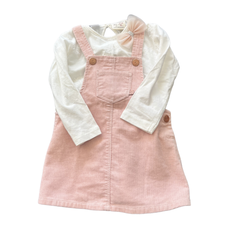 Zara Pembe Kadife elbise ve bluz takımı