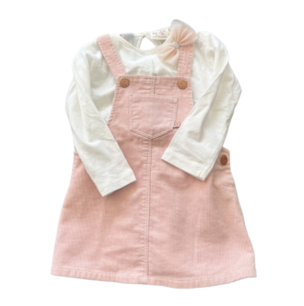 Zara Pembe Kadife elbise ve bluz takımı