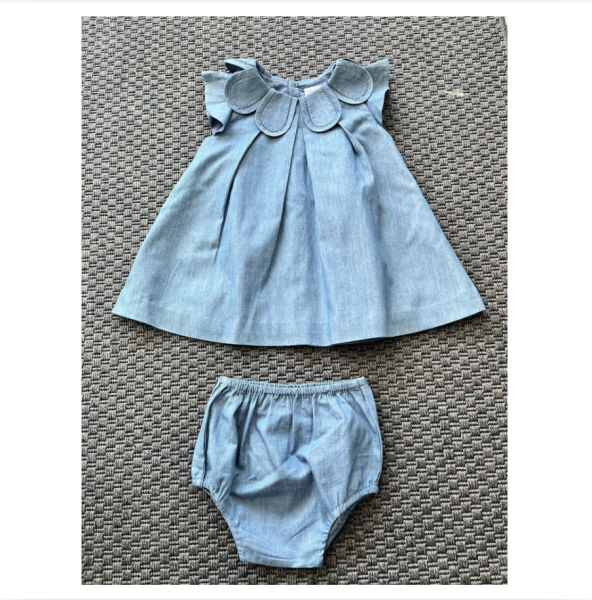 Jacadi yumuşak denim rengi Elbise 18 ay