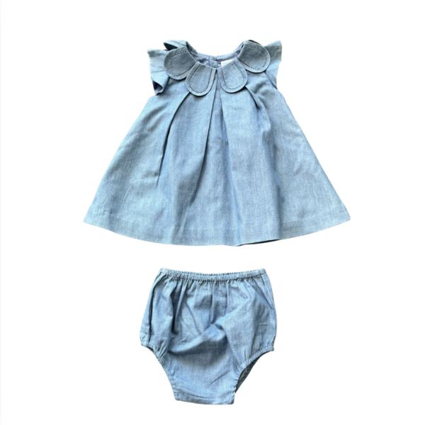 Jacadi yumuşak denim rengi Elbise 18 ay