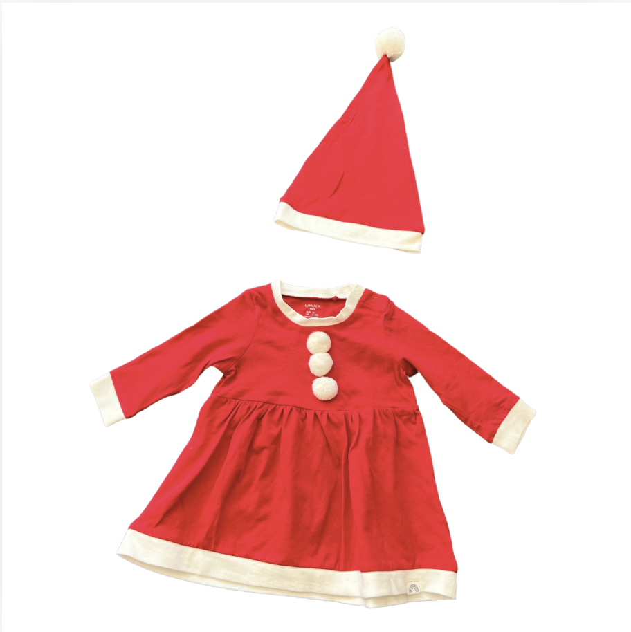 Linex Kırmızı Yılbaşı Elbisesi 2 4 ay