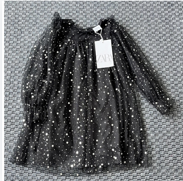 Zara Yıldızlı Tül Elbise etiketli 3 4 yaş yılbaşı
