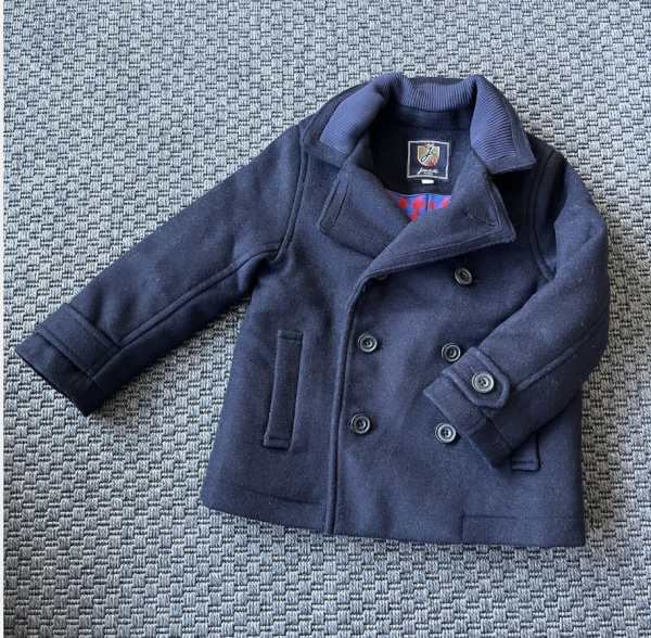 Jacadi lacivert palto 4 yaş kırmızı yılbaşı