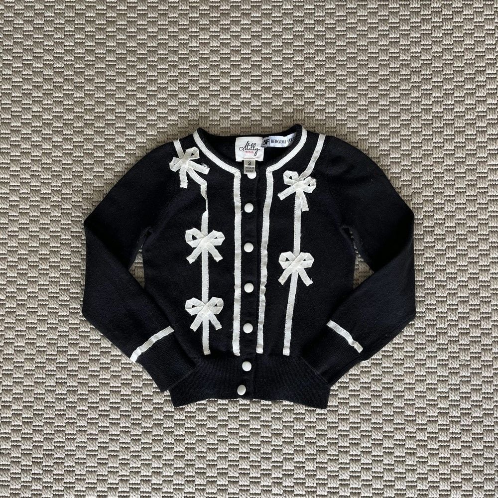 Bergdorf Goodman / Milly Siyah Beyaz Fiyonklu Hırka Kız 2 yaş kazak