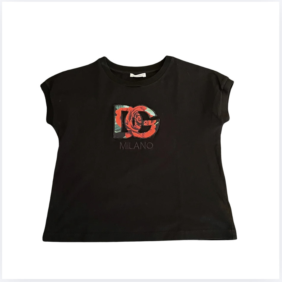 Dolce Gabbana Siyah Güllü tshirt 9 10 yaş