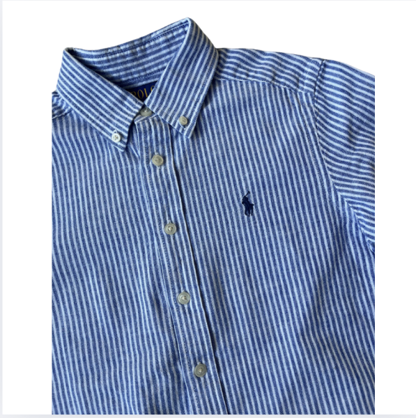 Ralph Lauren Mavi Çizgili Keten Gömlek 8 yaş