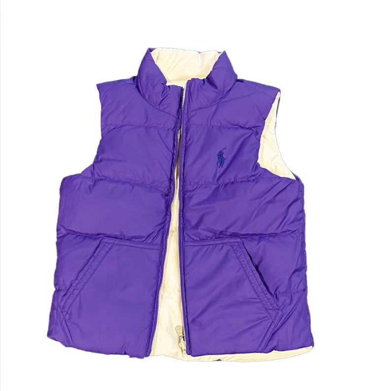 Ralph Lauren Mor Beyaz Çift Taraflı  Giyilebilen Yelek 6x yaş