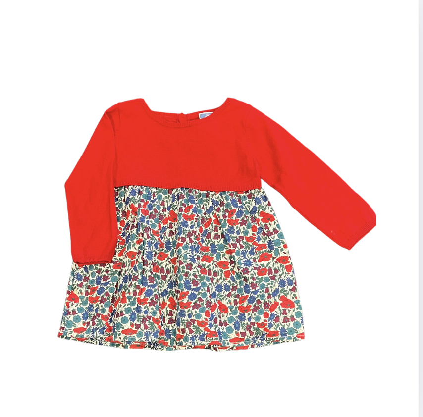 Jacadi Kırmızı Çiçekli Elbise 24 ay yılbaşı