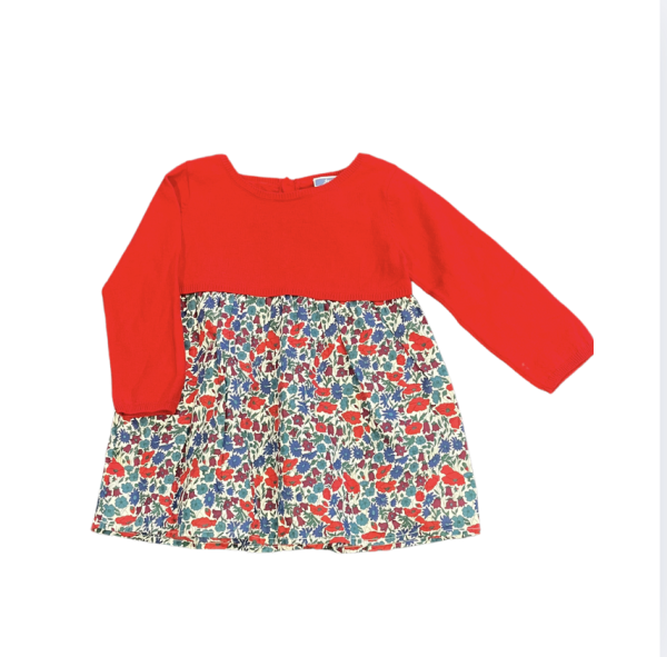 Jacadi Kırmızı Çiçekli Elbise 24 ay yılbaşı