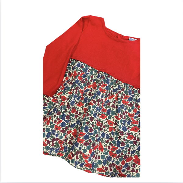 Jacadi Kırmızı Çiçekli Elbise 24 ay yılbaşı