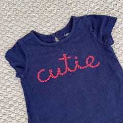 Gap Lacivert Pembe Yazılı Tshirt 6-12 ay